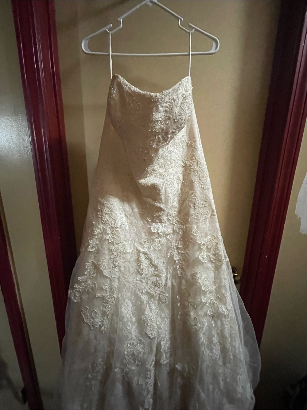 Strapless Lace High Low Wedding Dress in Ivory
